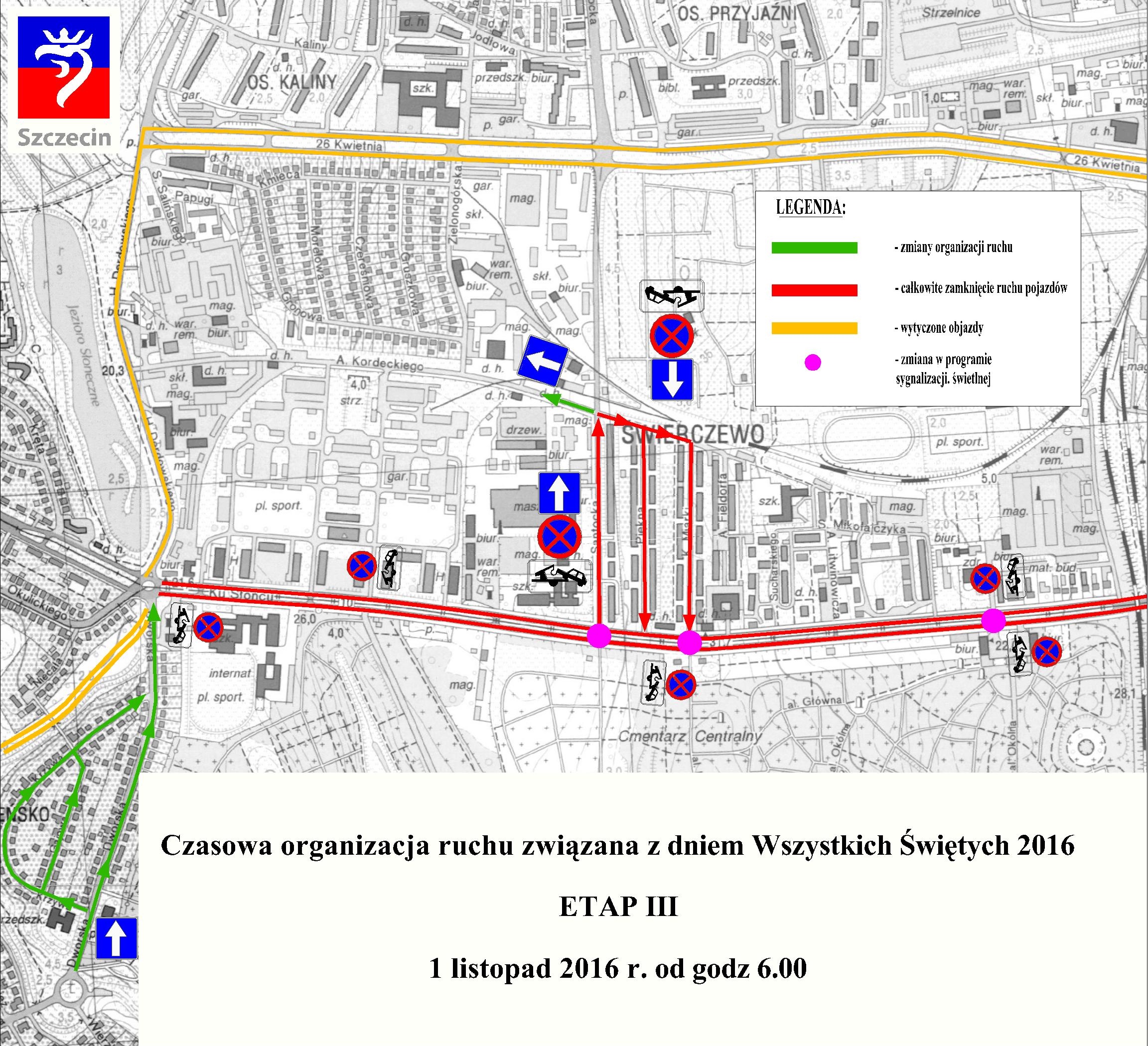 Wszystkich Świętych - czasowa organizacja ruchu