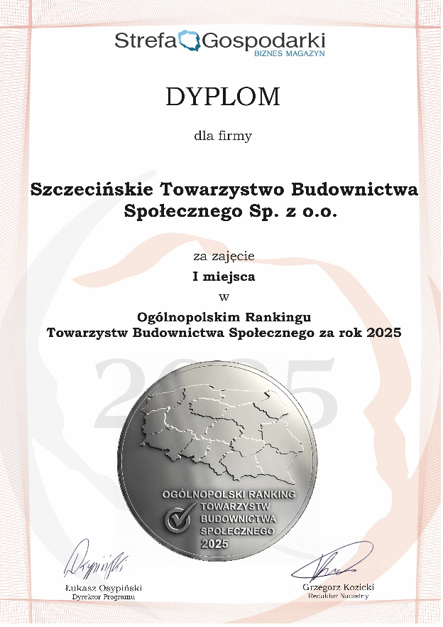 dyplom Szczecińskie TBS