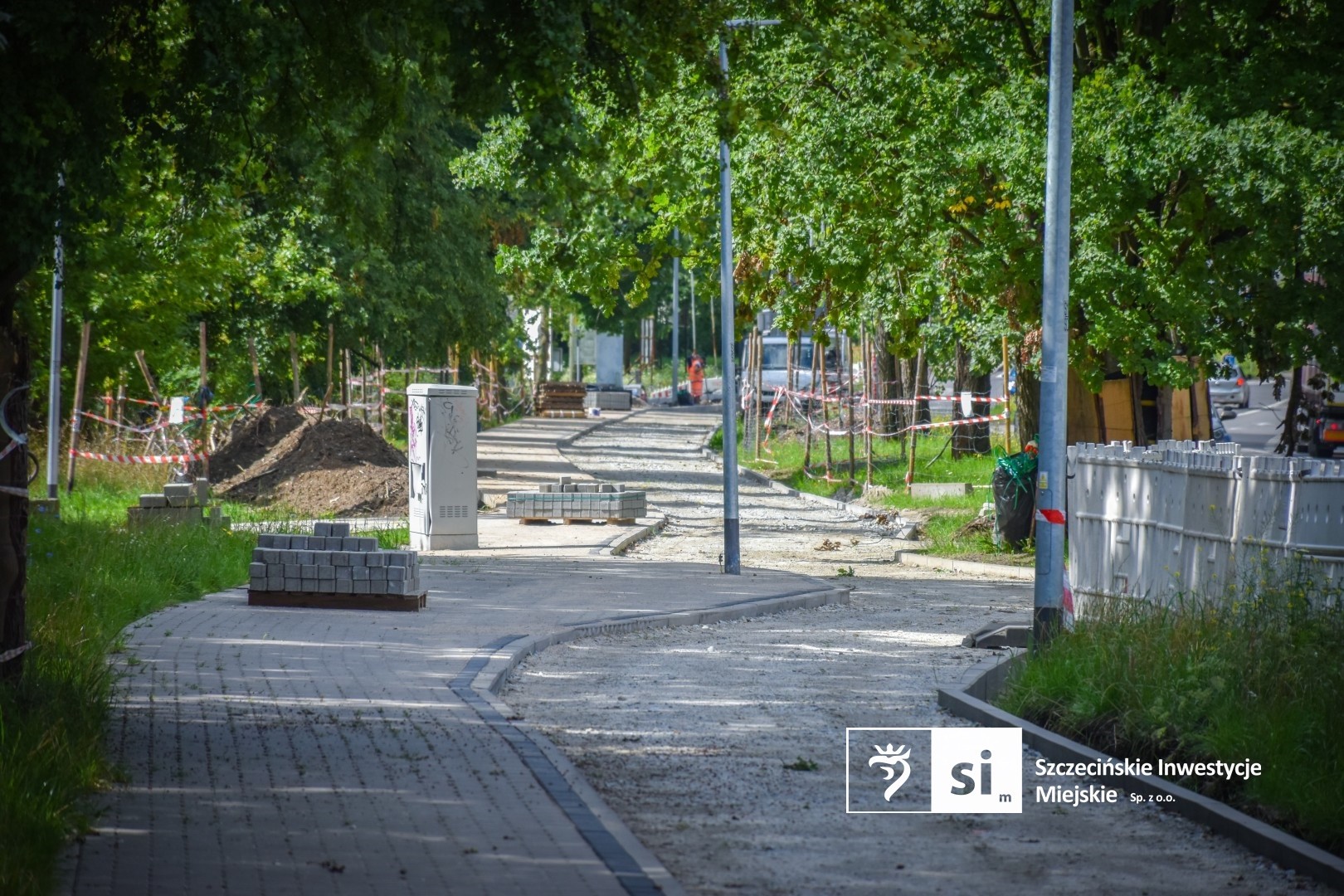 Budowa ścieżki rowerowej na  Bogumińskiej.