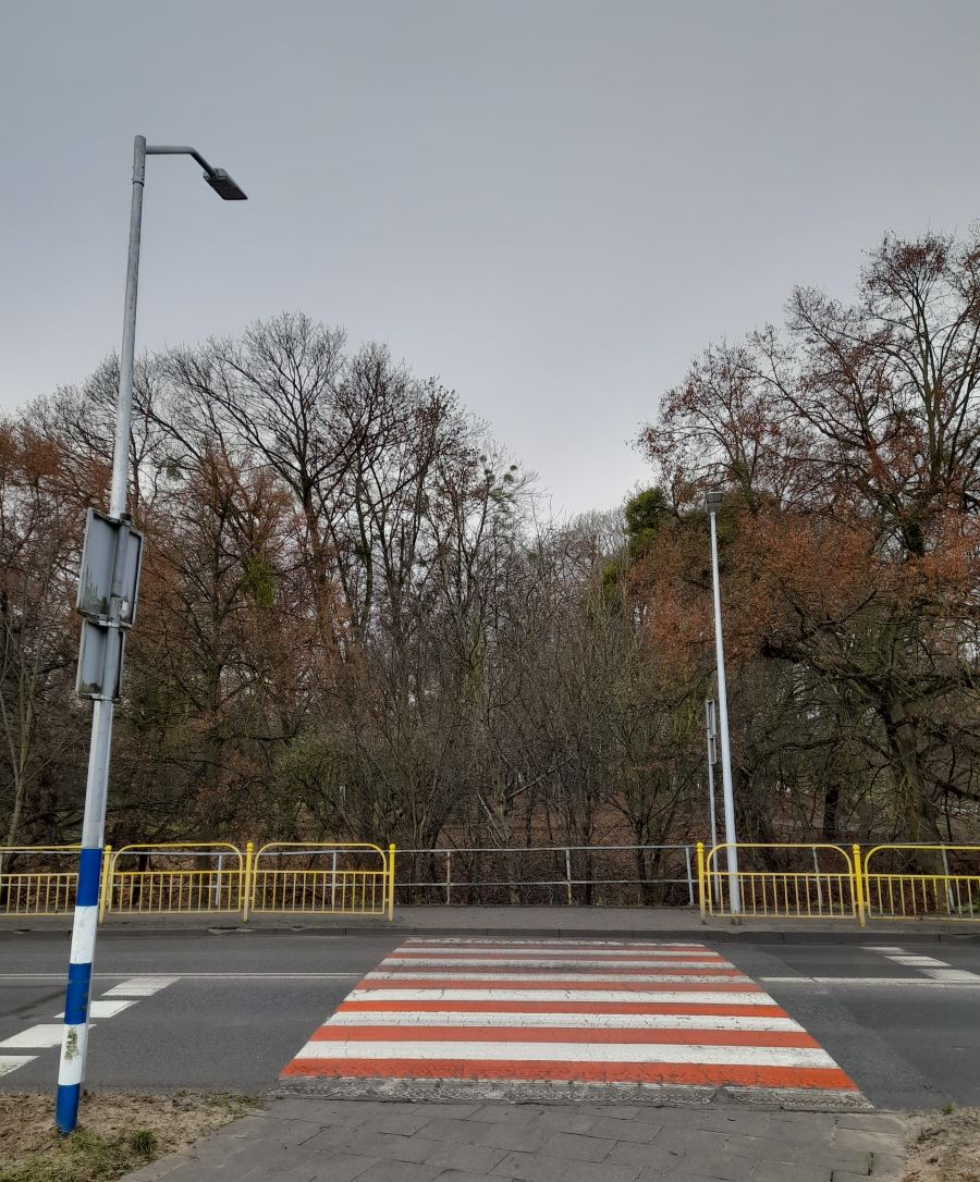 Oświetlenie zainstalowane przy przejściu dla pieszych Oświetlenie zainstalowane przy przejściu dla pieszych