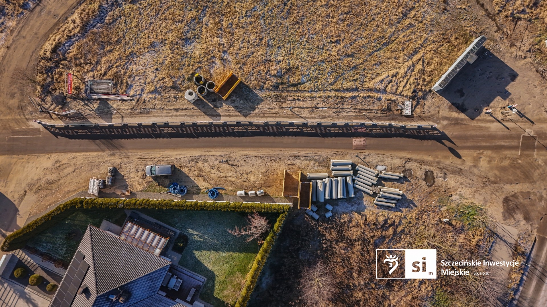 Budowa trasy północnej z lotu ptaka.