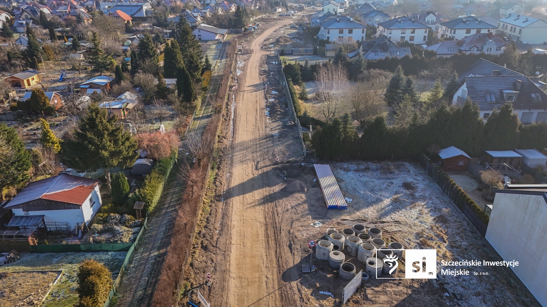 Budowa trasy północnej z lotu ptaka.