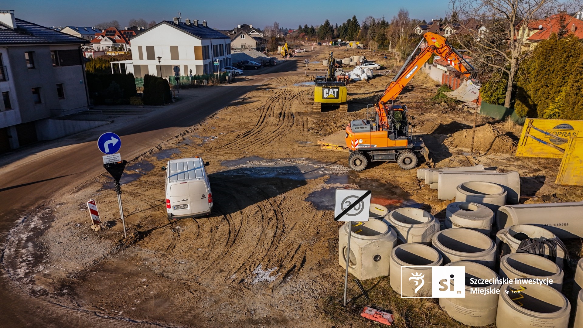 Budowa trasy północnej z lotu ptaka.