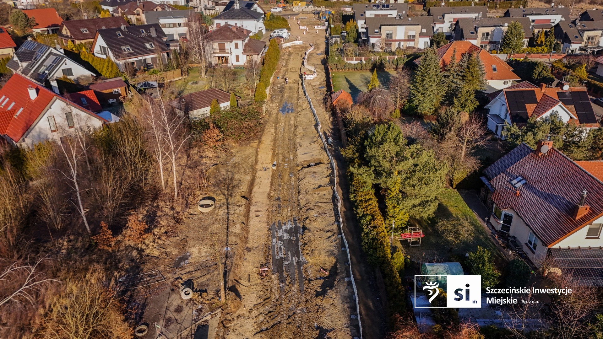 Budowa trasy północnej z lotu ptaka.