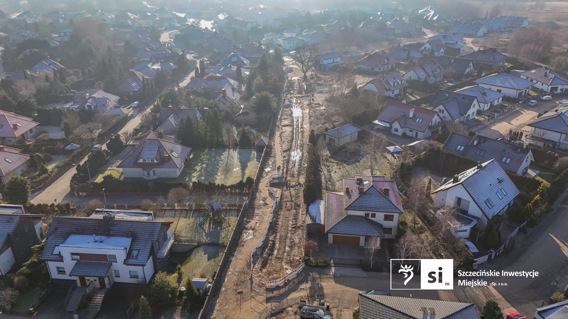 Budowa trasy północnej z lotu ptaka.