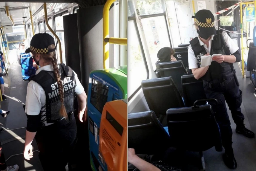 Strażnicy miejscy kontrolują autobusy i tramwaje. Mandaty za niezasłonięte usta i nos