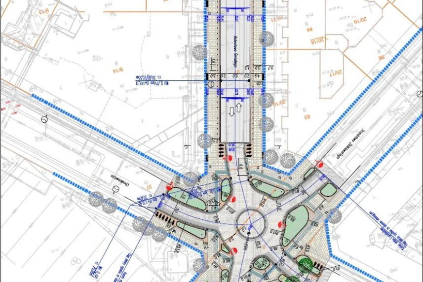Projekt zakłada przebudowę ulicy Bolesława Śmiałego na odcinku od ul. Krzywoustego do ul. Jagiellońskiej