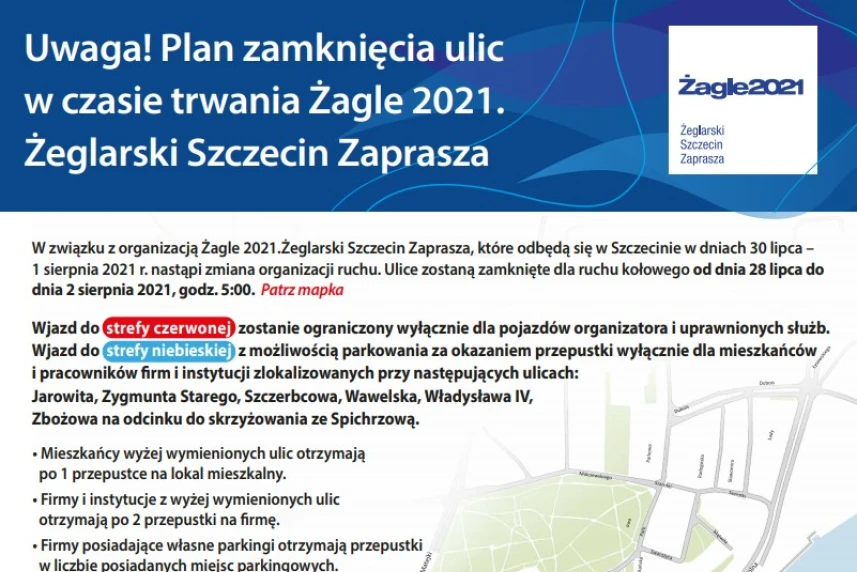 Żagle 2021: Zmiany w organizacji ruchu i otwarcie Biura Przepustek Żagle 2021: Zmiany w organizacji ruchu i otwarcie Biura Przepustek