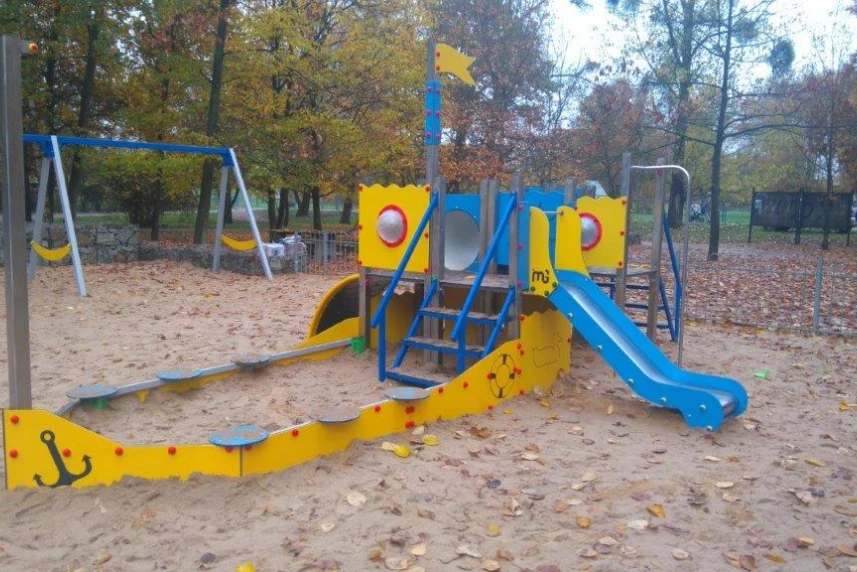 The autumn playground with two ships The autumn playground with two ships