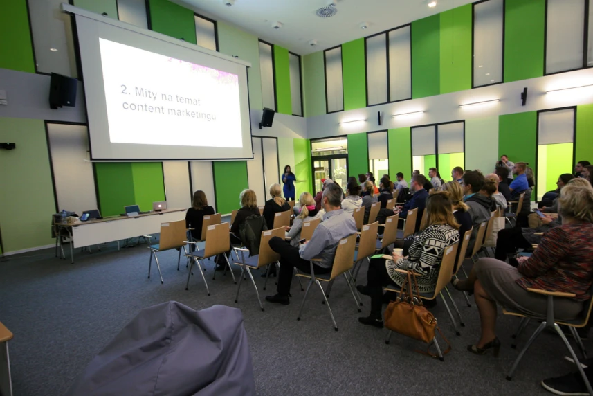 Barbara Stawarz opowiadała o content marketingu podczas spotkania w Technoparku Pomerania.