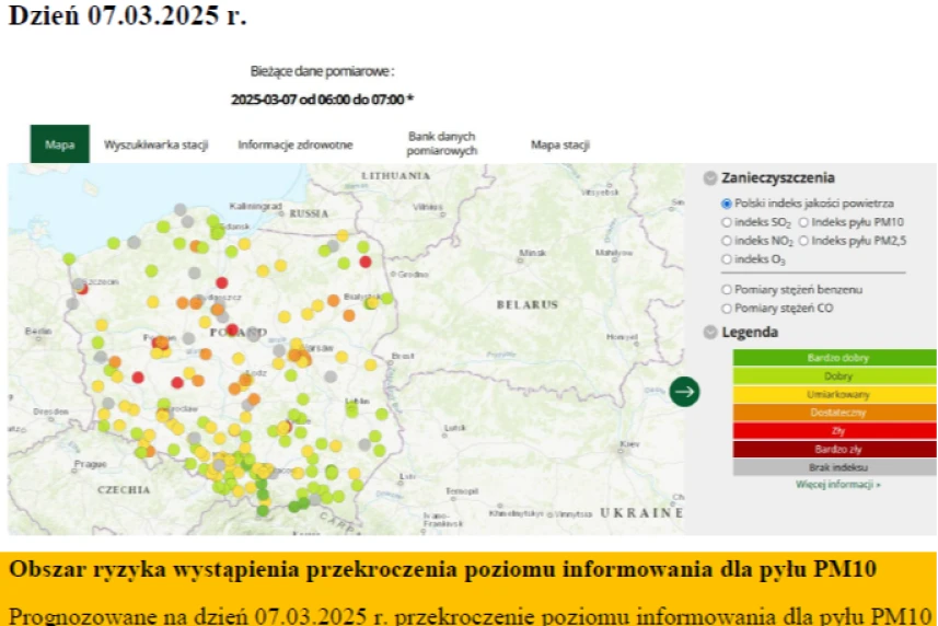 IMiGW: Powiadomienie o ryzyku przekroczenia PM 10