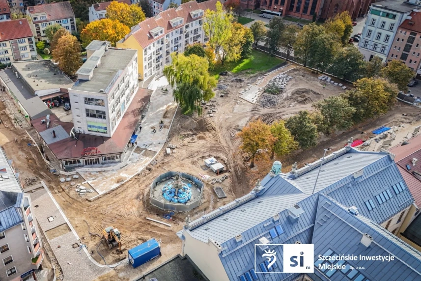 Plac Orła Białego w Szczecinie widziany z lotu ptaka Plac Orła Białego w Szczecinie widziany z lotu ptaka