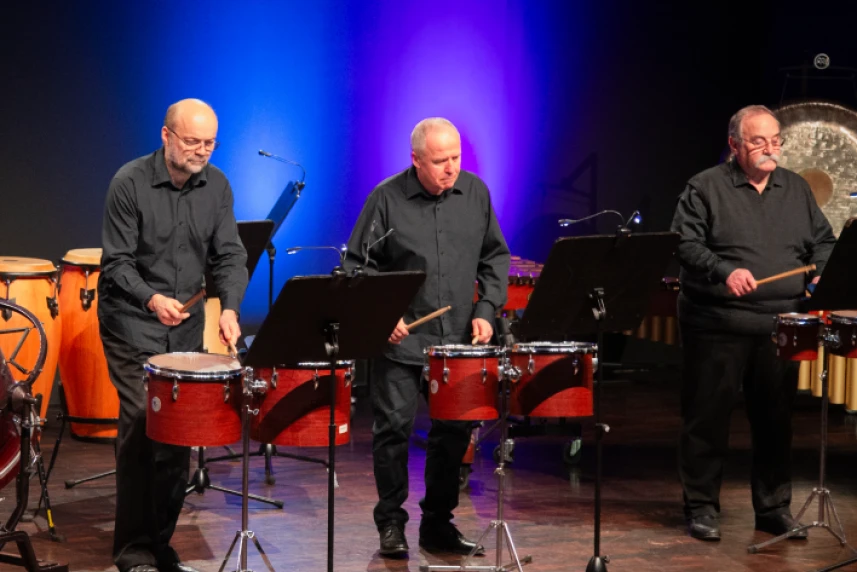 Perkusiści Orkiestry Filharmonii w Szczecinie.