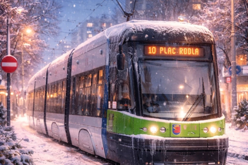 Tramwaj w zimowej scenerii Tramwaj w zimowej scenerii