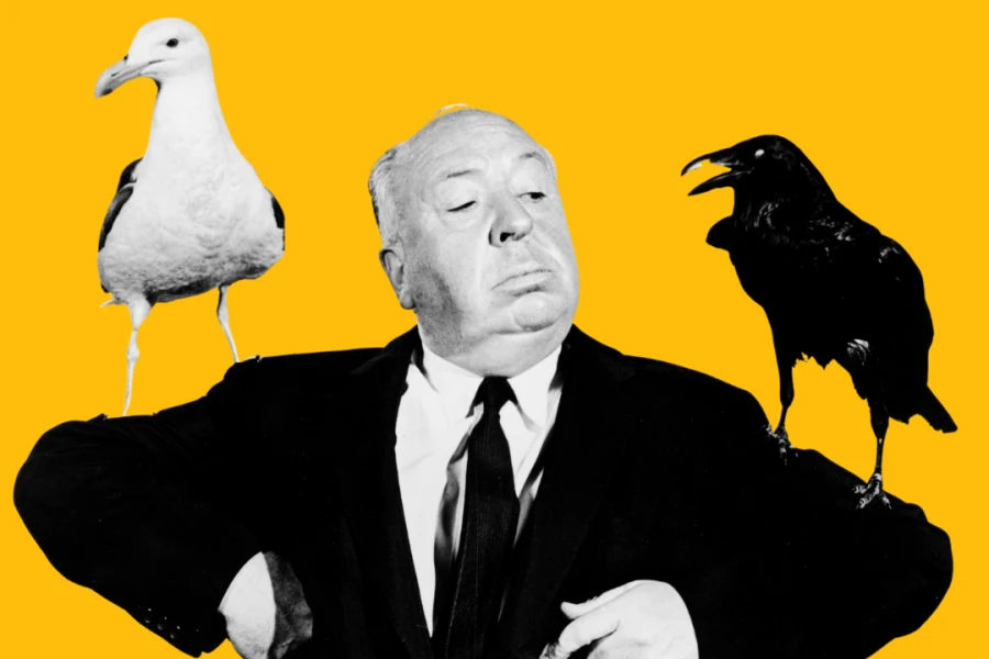 Alfred Hitchcock w kinie Pionier 1907. Grafika ilustracyjna