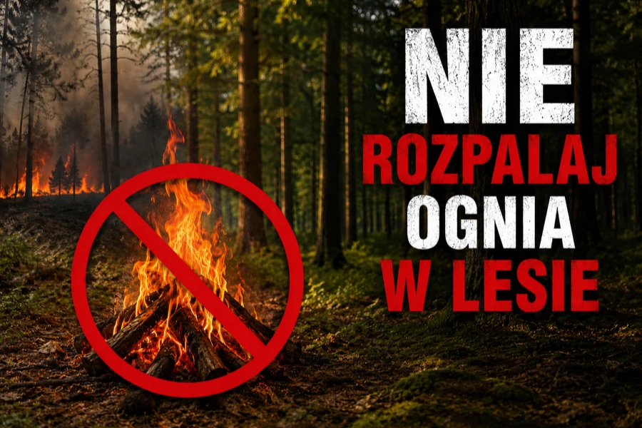 Grafika ilustracyjna. Nie rozpalaj ognia w lesie