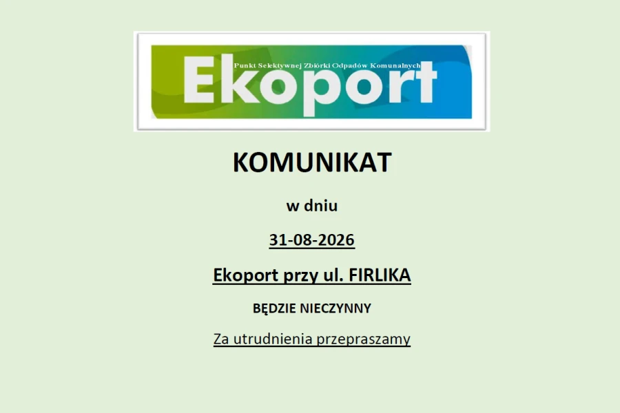Ekoport przy ul. Firlika będzie nieczynny