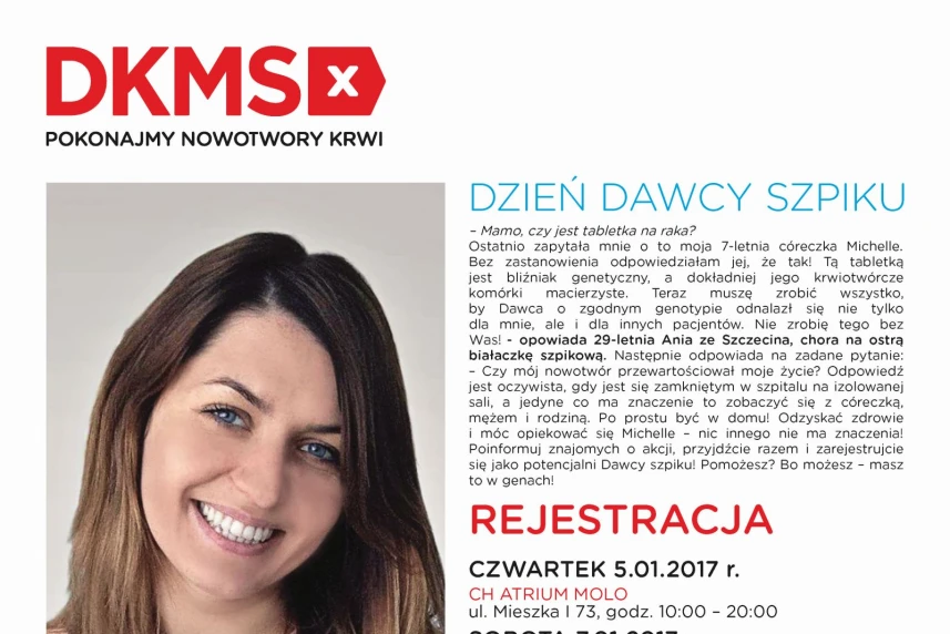 Pomóż Ani i Innym!” – Dni Dawcy Szpiku w Szczecinie Pomóż Ani i Innym!” – Dni Dawcy Szpiku w Szczecinie