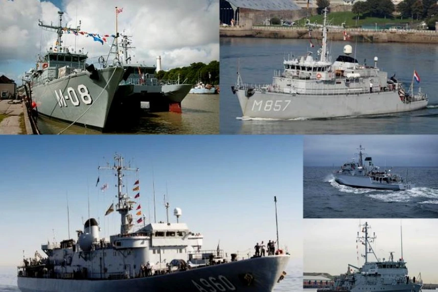 Okręty wojenne u stóp Wałów Chrobrego